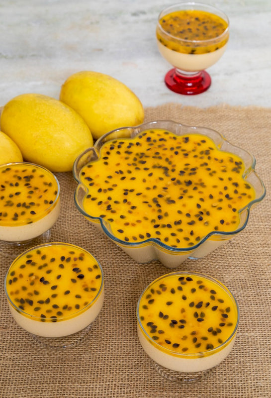 Passion fruit mousse dessert with a vibrant tropical flavor