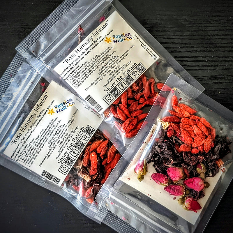 Rose Harmony herbal infusion with botanical ingredients